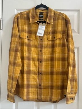 PrAna Men's Plaid Lightweight Button Up Flannel Shirt Jacket